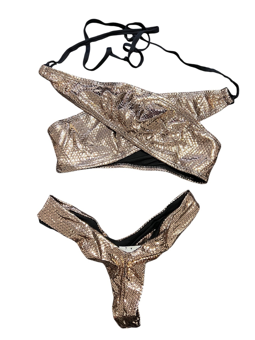 Yandy Rose Gold Sequin Bikini Set - Picture 2 of 4